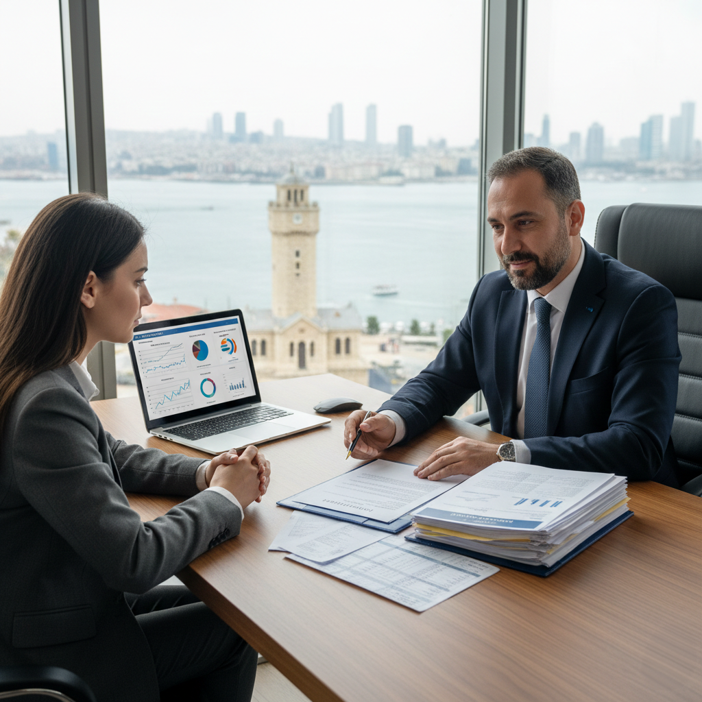 İzmir'de bir avukatın, iş sözleşmesi ve bordro belgelerini inceleyerek işçi hakları konusunda danışmanlık vermesi.